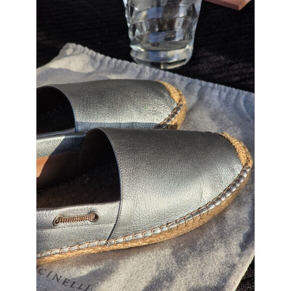 Brunello Cucinelli Womens Sky Blue Espadrille Flats Leather Size US 9.5 EU 40 - Picture 12 of 16